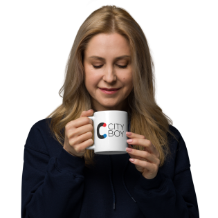City Boy White glossy mug