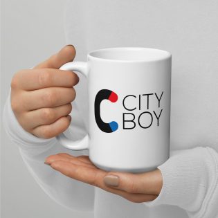 City Boy White glossy mug