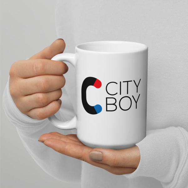 City Boy White glossy mug
