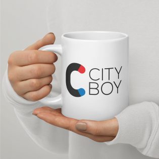 City Boy White glossy mug