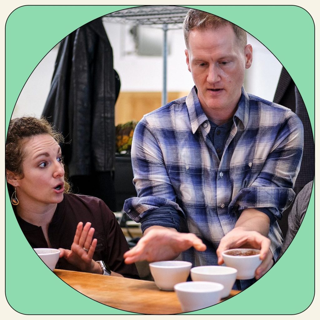 Founder, Matt Falber, serving coffee at City Boy roastery