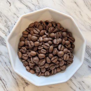 Guatemalan coffee beans on counter
