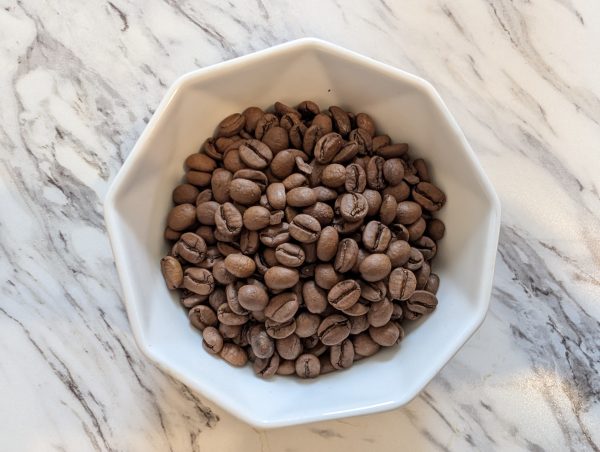 Guatemalan coffee beans on counter